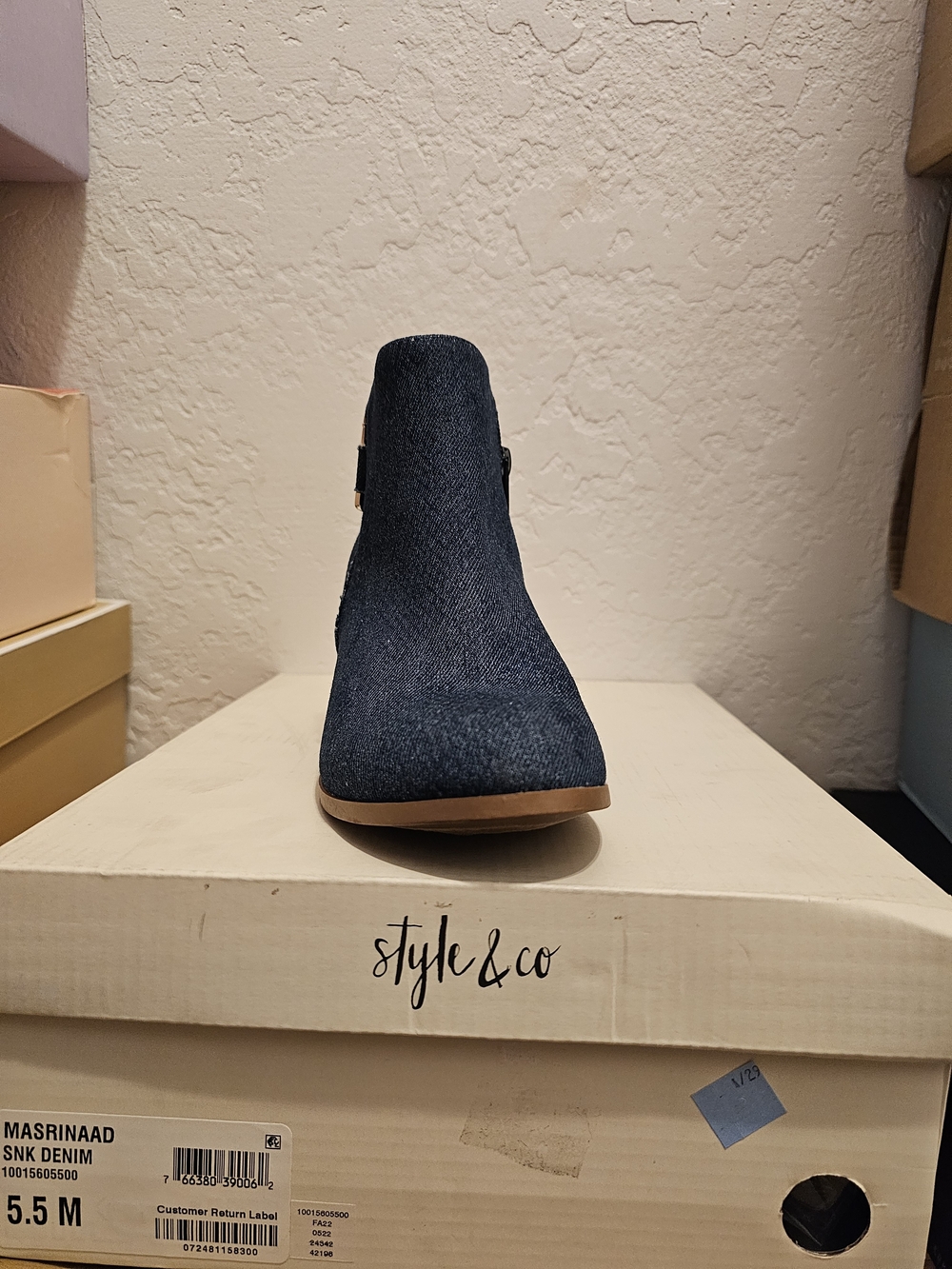 Style & Co. Dark Denim Blue Ankle Bootie